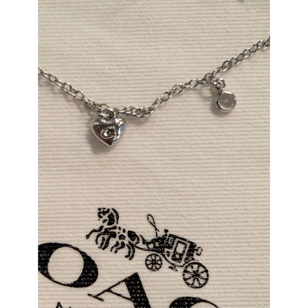 Coach Women's Small Silver Elegant Designer Heart Charm Bracelet NWT - Picture 3 of 6